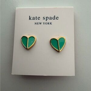 Kate Spade New York Heritage Spade Small Green Enamel Heart Studs